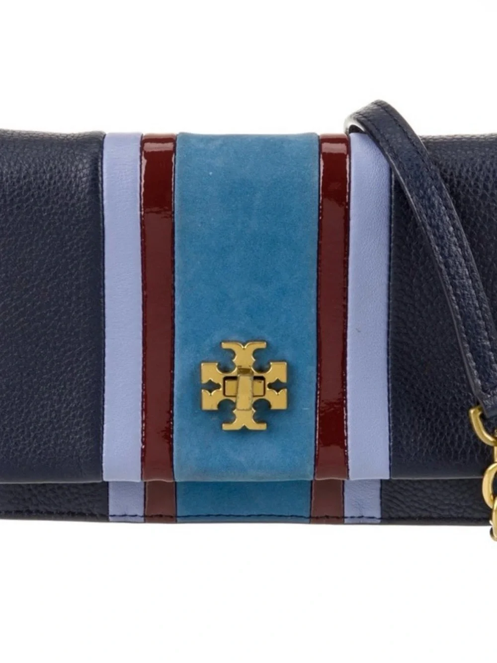 Tory Burch Navy, Teal & Burgundy Leather Suede Crossbody